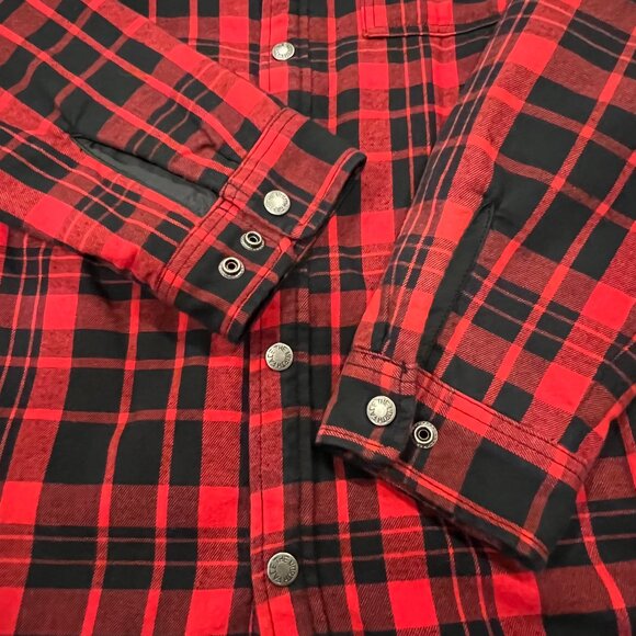 North Face Flannel Fleece Campfire Shacket, Red Black Plaid, L - Picture 4 of 11